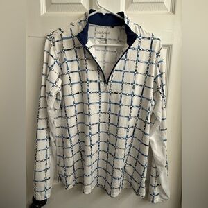 SanSoleil Women's Blue and White Long Sleeve Top